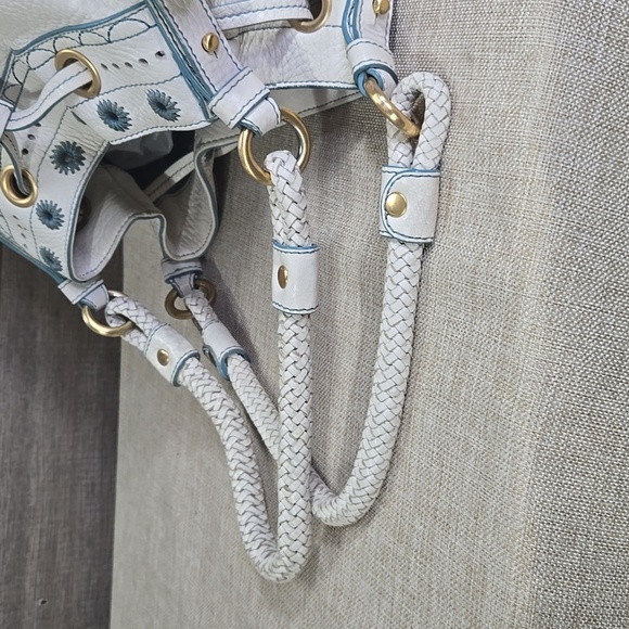 Cole Haan Kayla White Embellished Leather Satchel Shoulder Bag Tote Satchel - Picture 5 of 13